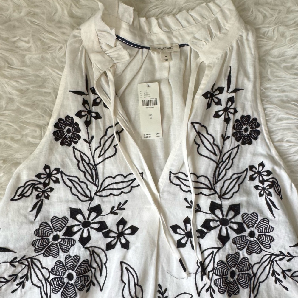 ANTHRO Tavi embroidered tank blouse with tie front, swing style by Pilcro NEW - Picture 10 of 16